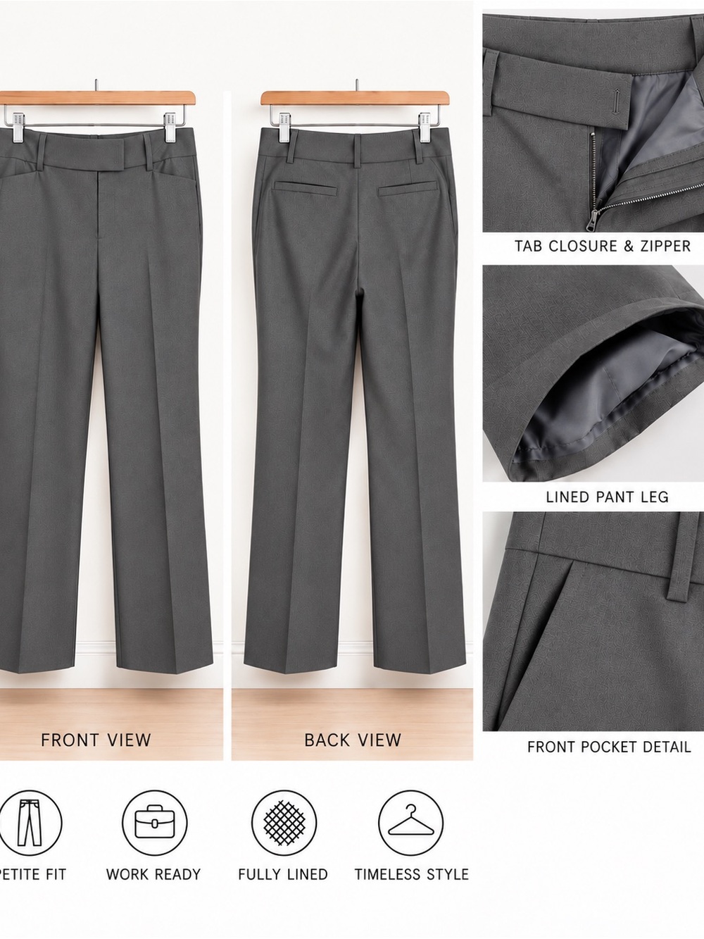 Ann Taylor Signature Petite Gray Lined Dress Pants Trousers 6P Straight Leg